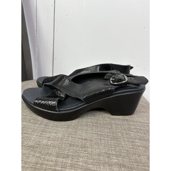 Dansko Shoes Womens Size 39 8.5 Jacinda Slingback Sandals Wedge Leather Black - Picture 5 of 10